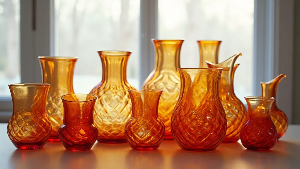 Fenton Amberina glassware display