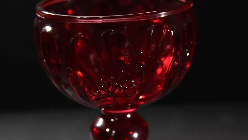 Burgundy pressed glass goblet