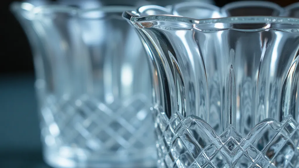 Cut glass vase with precisely cut facets