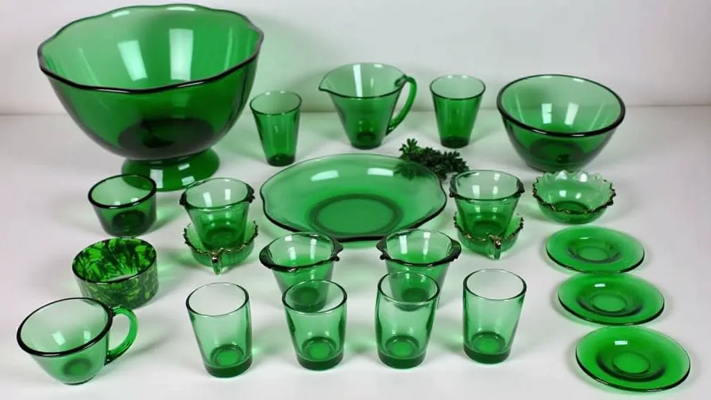 Collection of emerald glass