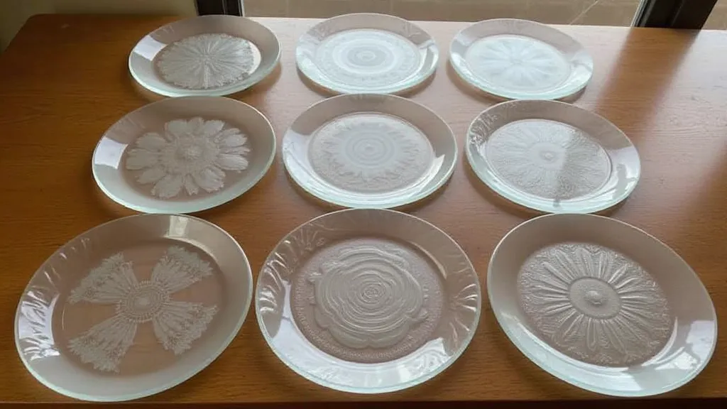 Collection of pressed glass floral plates