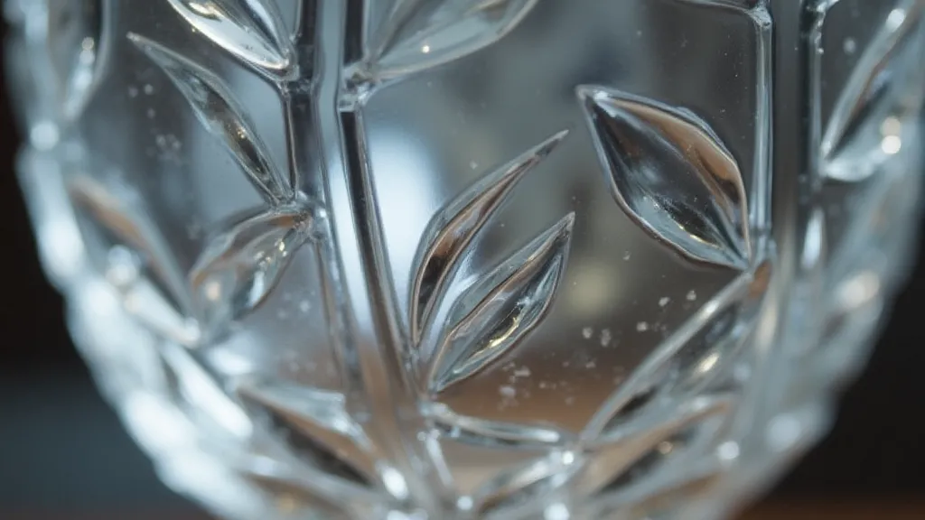 Heisey glass goblet with detailed pressed design